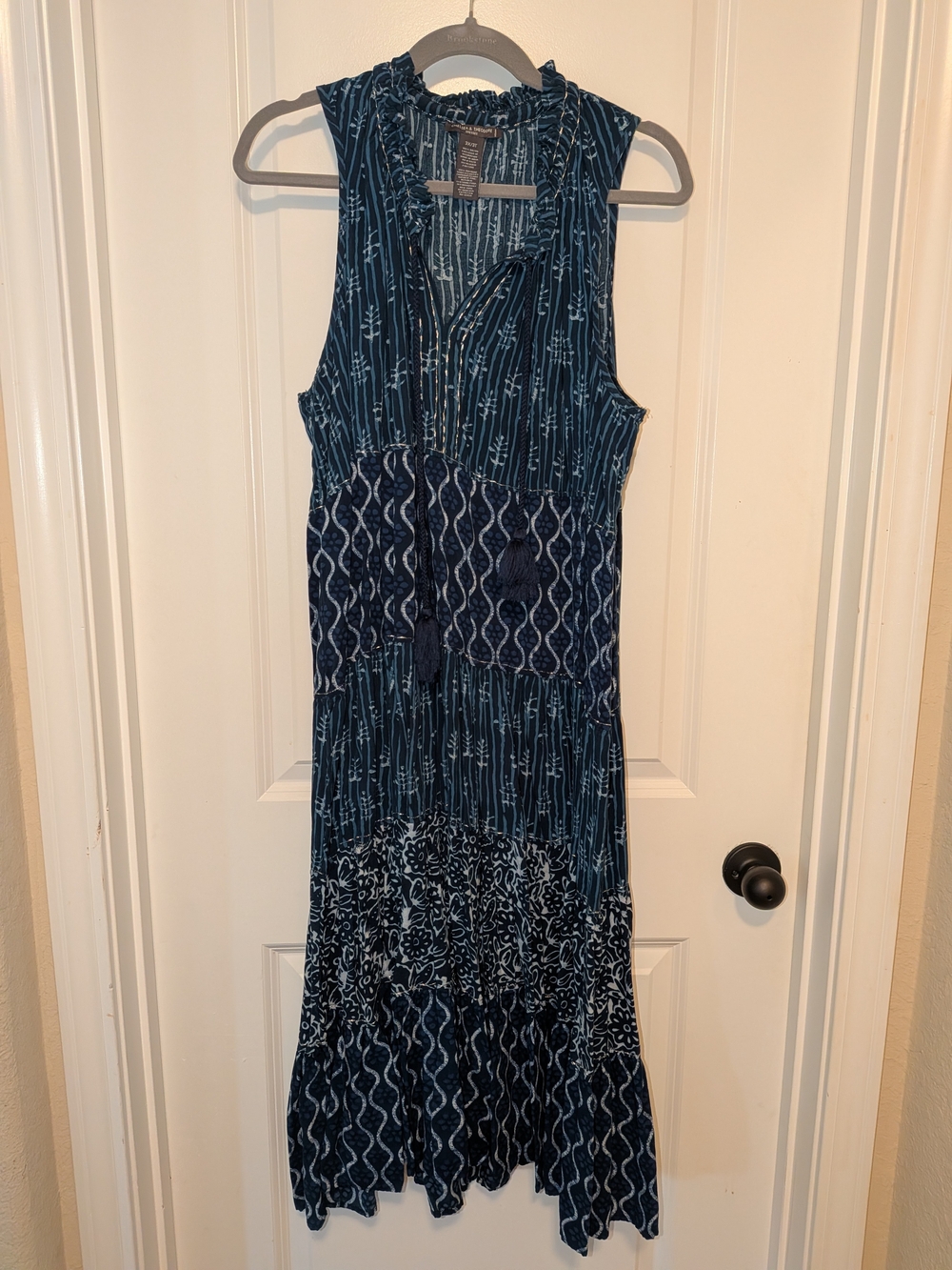 Chelsea & Theodore Navy Pattern Mix Sleeveless Maxi Dress